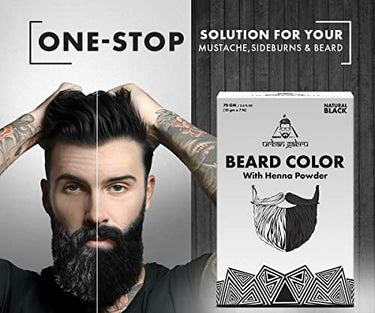 UrbanGabru Beard Color for Men with Henna Powder 70g - Black | No Parabens or Sulphates | Natural Beard Color